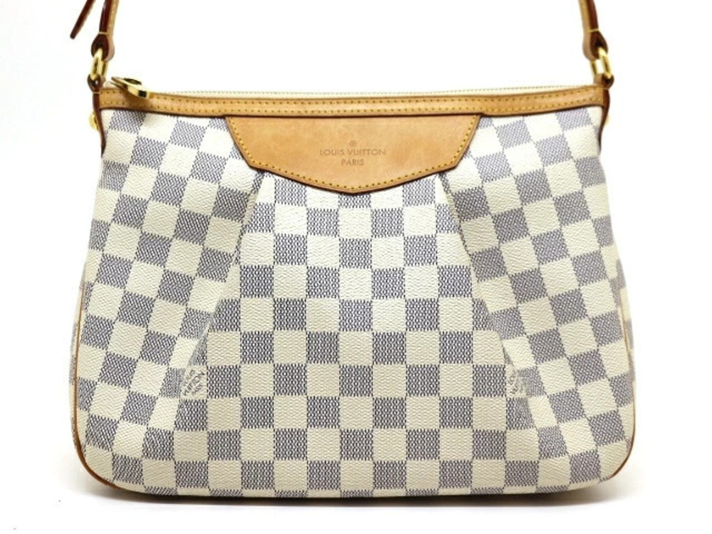 LOUIS VUITTON Bag Siracusa Shoulder Damier Azur White